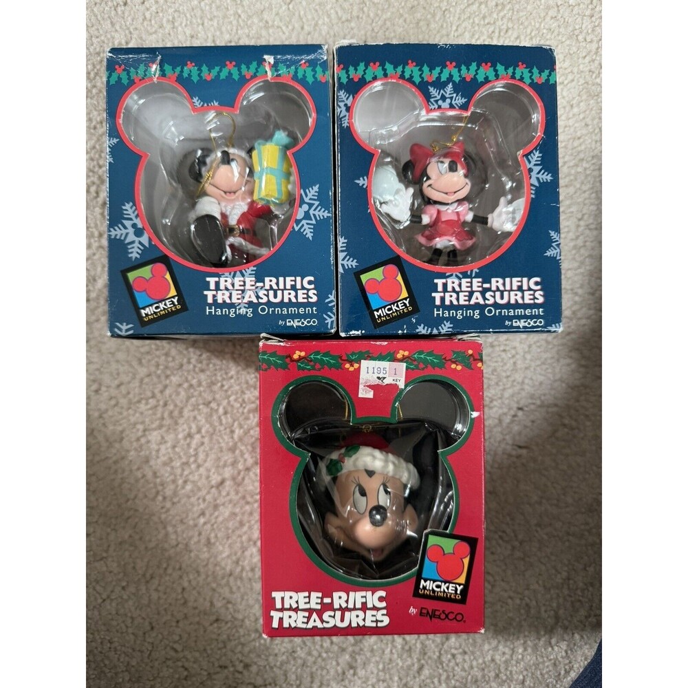 Disney Enesco Tree-rific Mickey & Minnie Mouse Christmas Ornaments Lot of 3